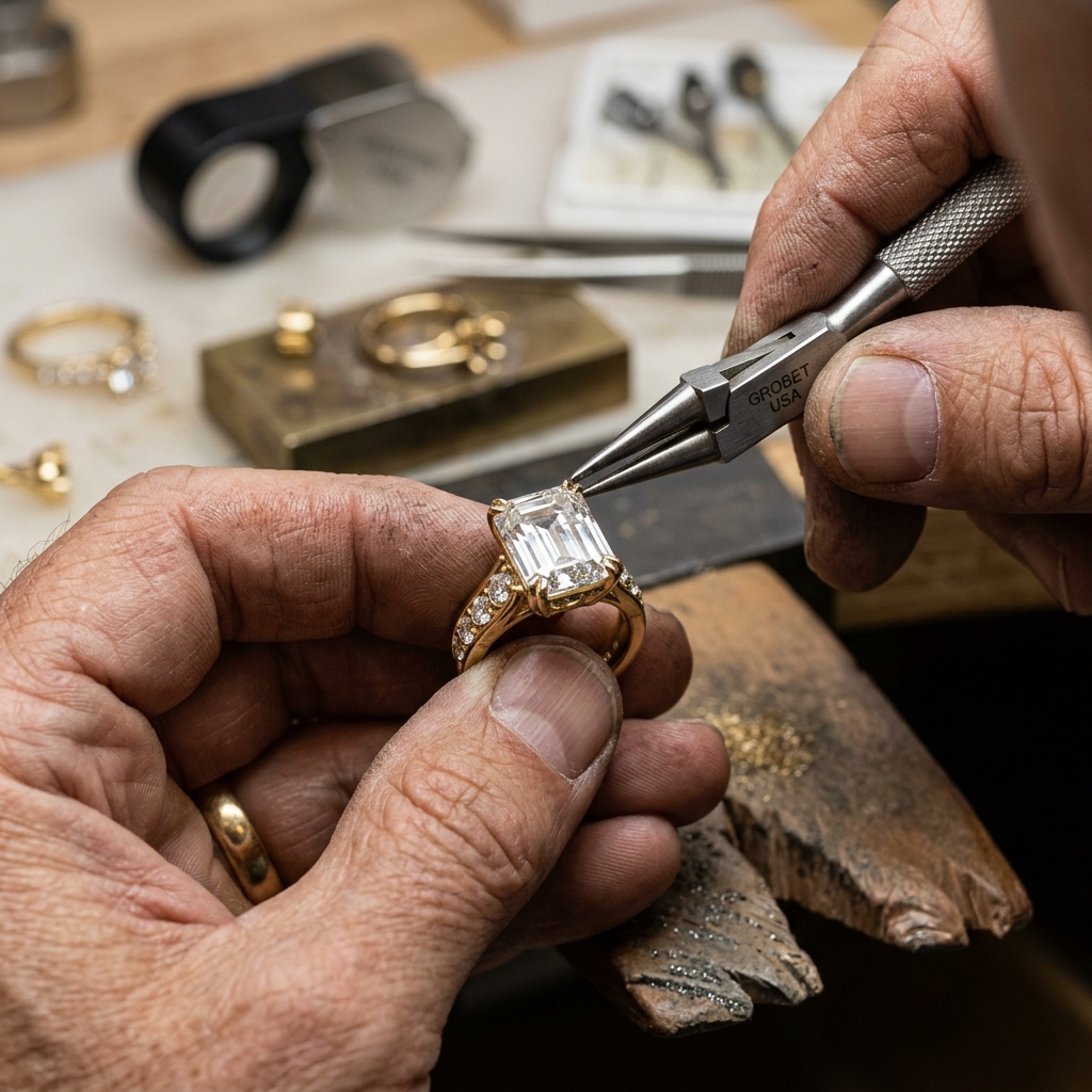 Jeweler setting diamond finish