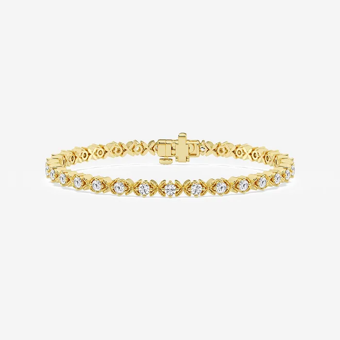 Beveled X Round Tennis Bracelet