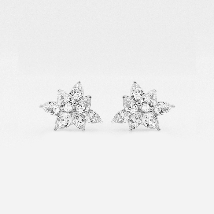 Pear & Marquise Cluster Stud Earring