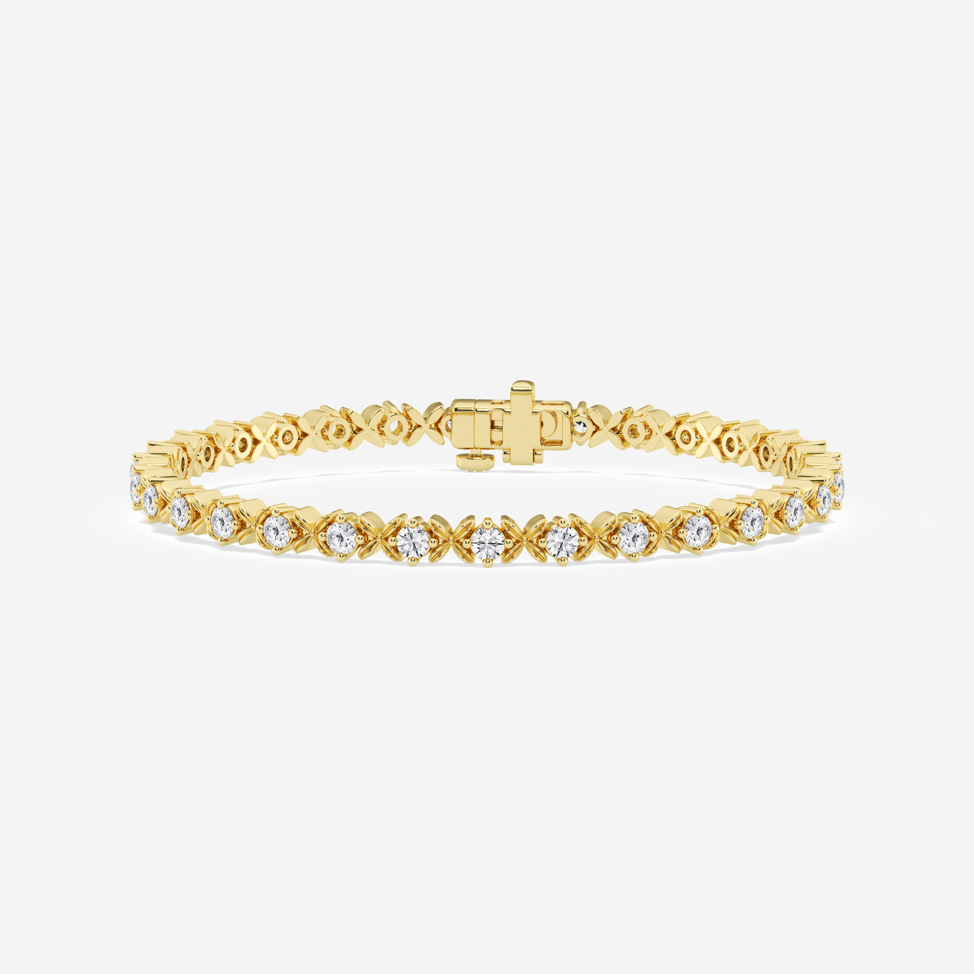 Beveled X Round Tennis Bracelet