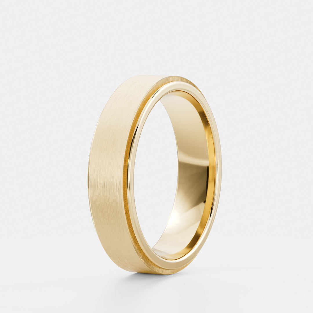 The Leon Ring - Flat Bevelled Edge Brushed Men's Wedding Band additional view 2