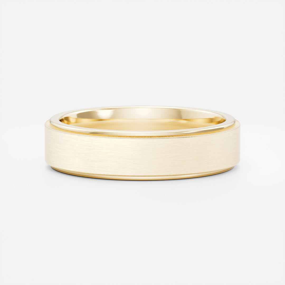 The Leon Ring - Flat Bevelled Edge Brushed Men's Wedding Band