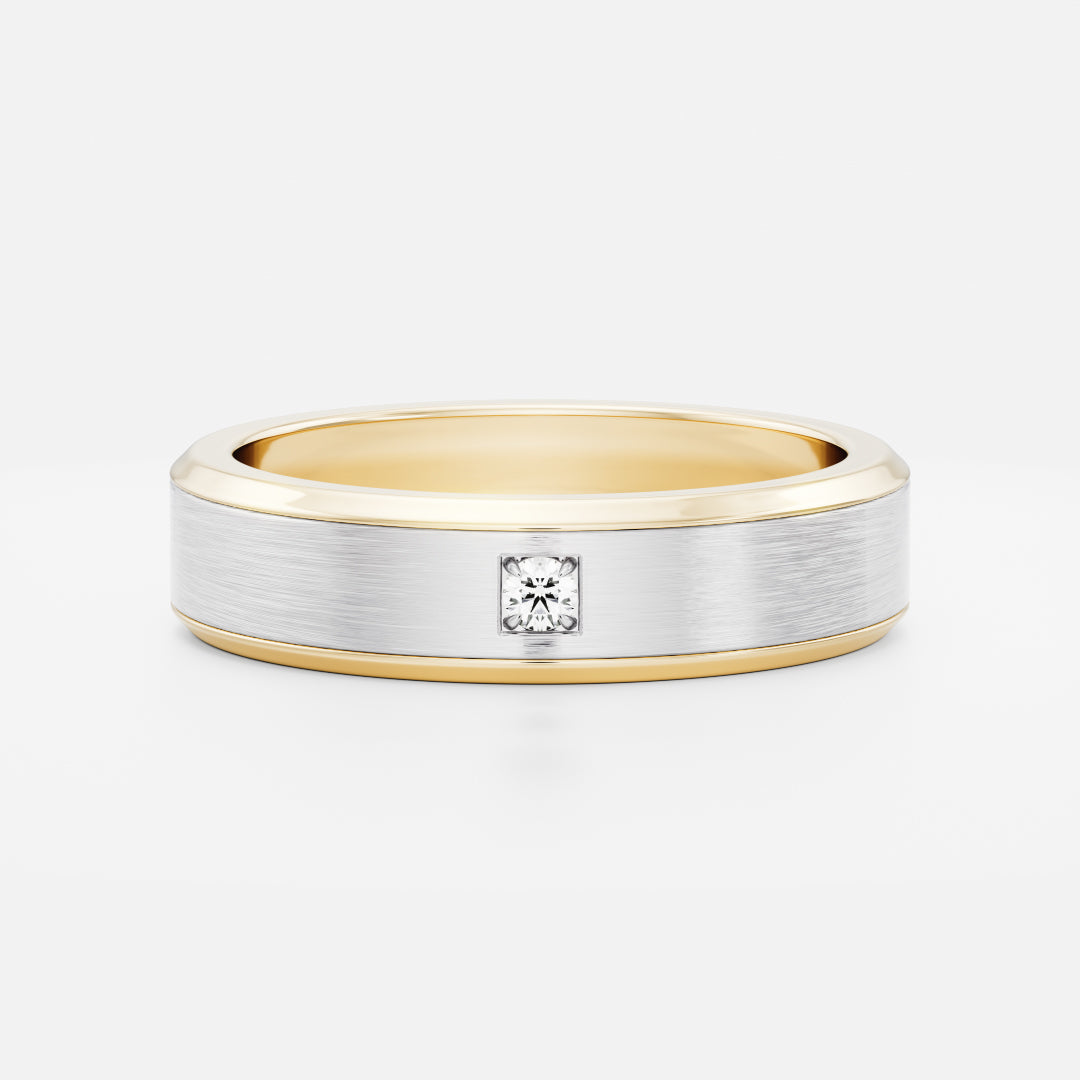 The Adonis Ring - Round Brilliant Inlay Brushed Men's Wedding Band additional view 2