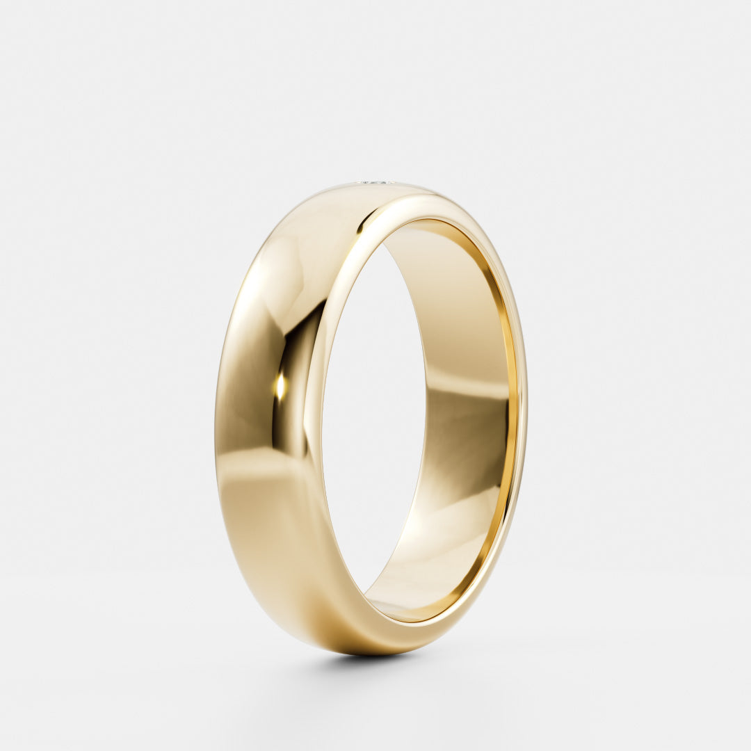 The Alexander Ring -  Round Brilliant Inlay Comfort Fit Men's Wedding Band additional view 1