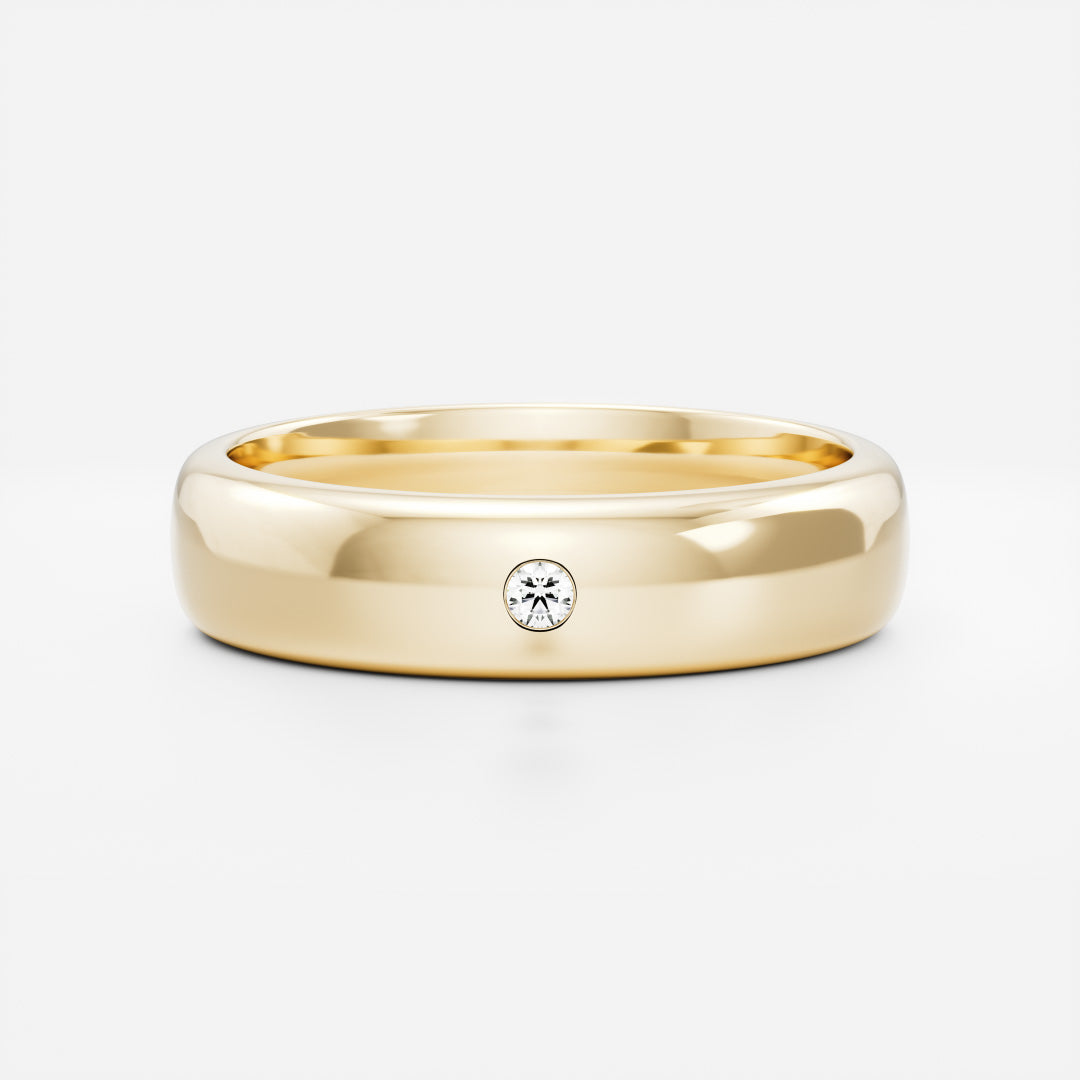 The Alexander Ring -  Round Brilliant Inlay Comfort Fit Men's Wedding Band