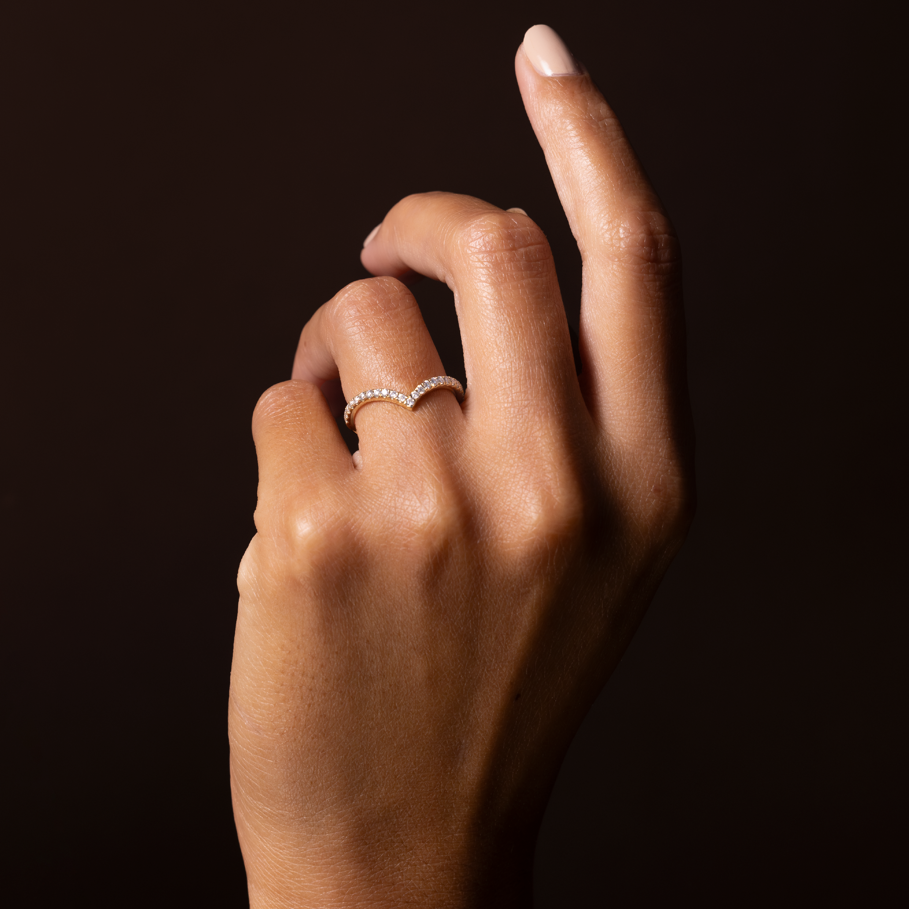 The Arden Ring - Pavé Chevron Wedding Ring additional view 1