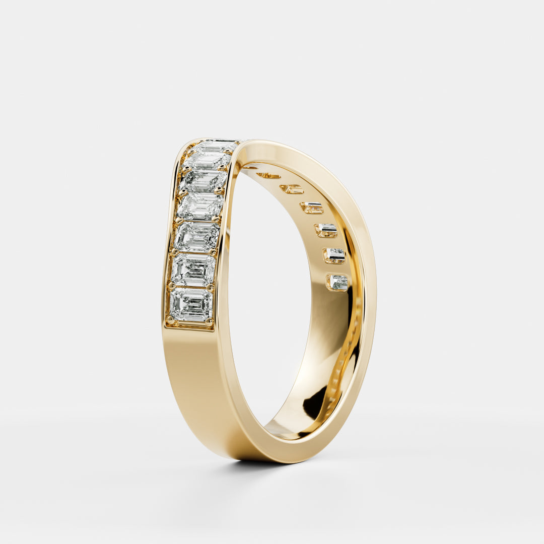 The Arielle Ring - Emerald Curved Wedding Ring additional view 1