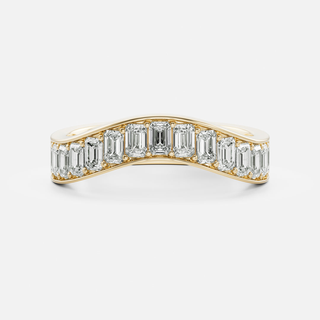 The Arielle Ring - Emerald Curved Wedding Ring