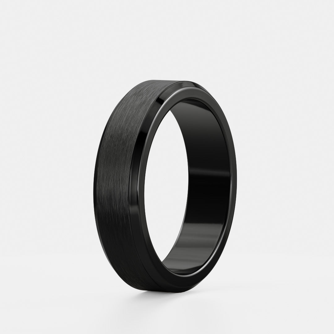 The Calihan Ring - Brushed Zirconium Chamfered Edge Men's Wedding Band additional view 1