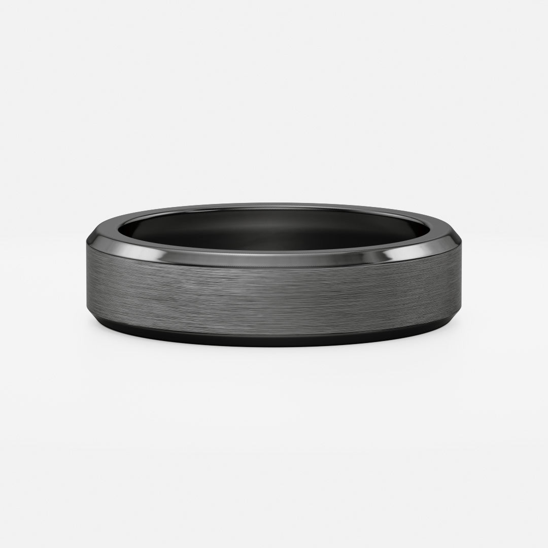 The Calihan Ring - Brushed Zirconium Chamfered Edge Men's Wedding Band