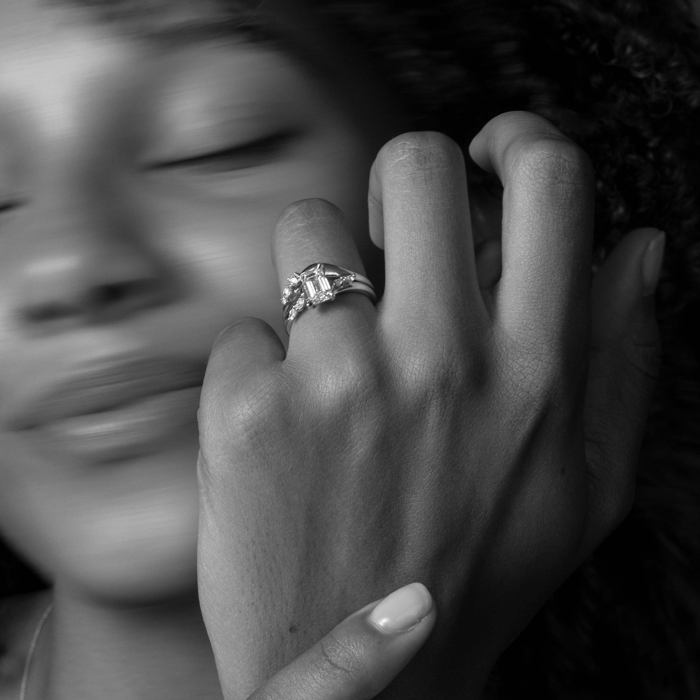 The Eve Ring - Curved Round Brilliant Wedding Ring additional view 3