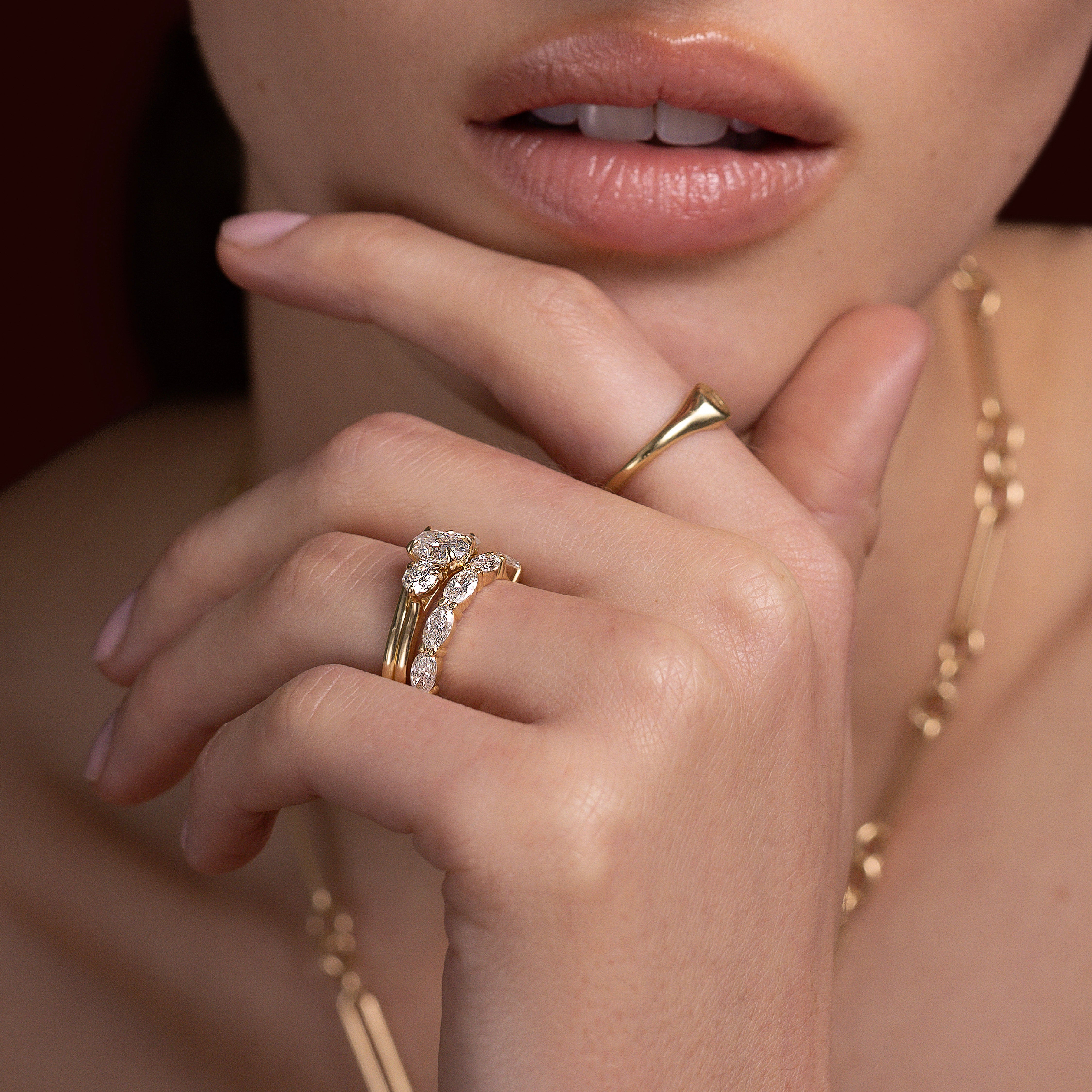 The Genevieve Ring - Horizontal Oval Wedding Ring additional view 1