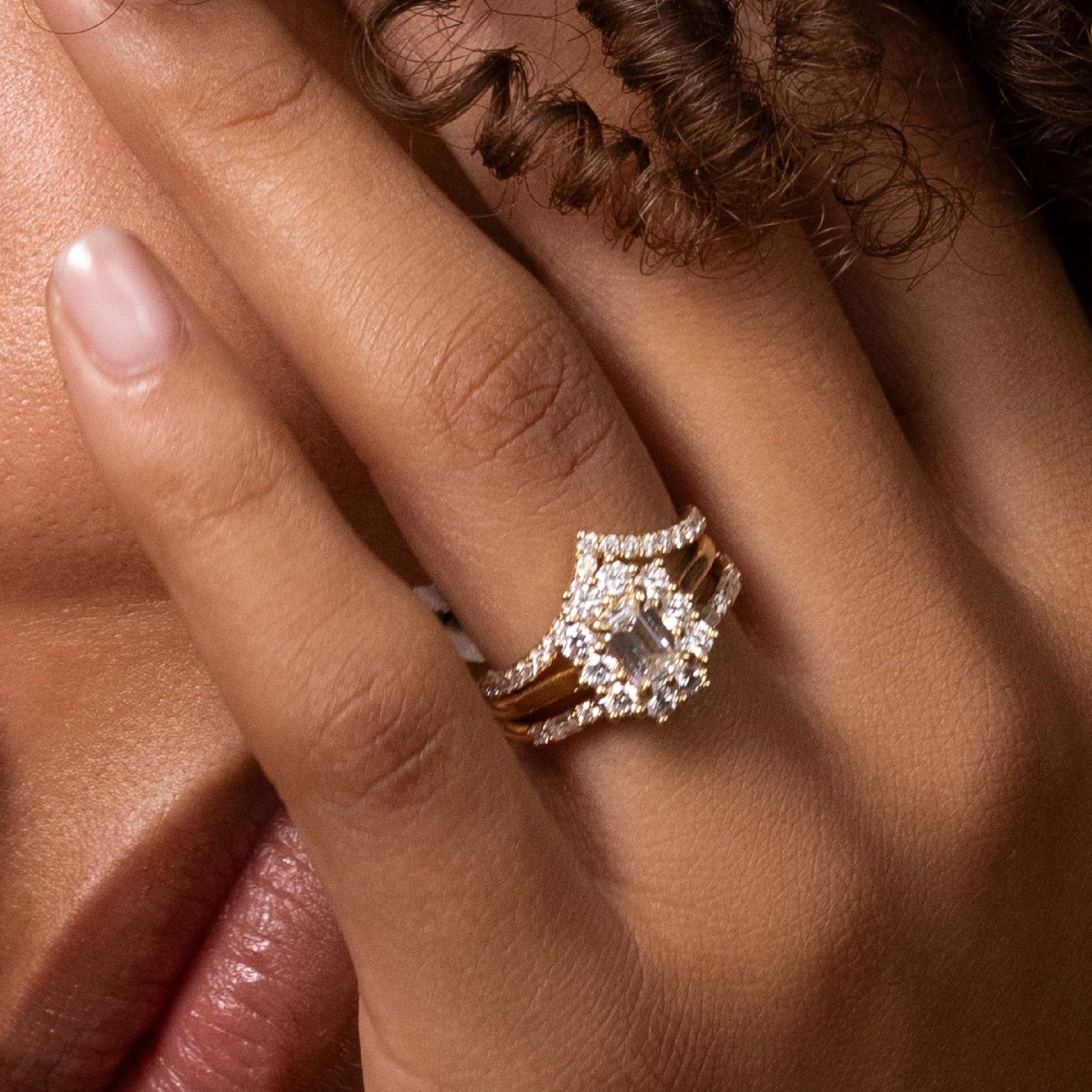 The Greta Ring - Alternating Baguette and Round Wedding Ring additional view 1
