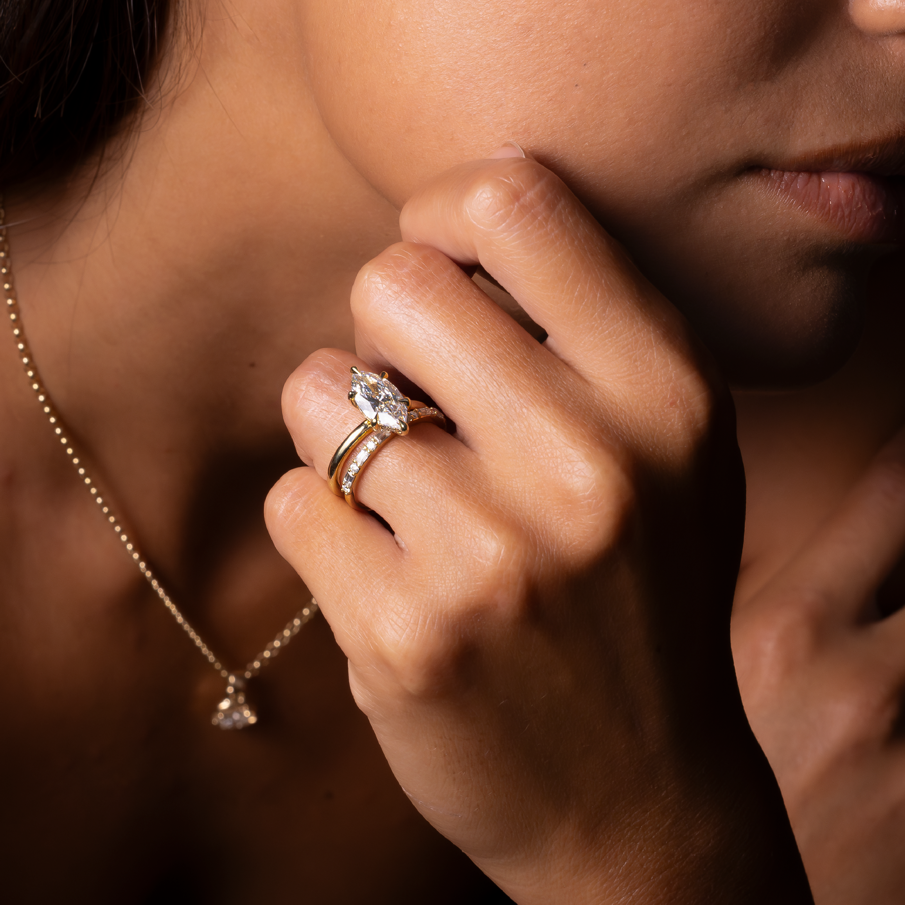 The Greta Ring - Alternating Baguette and Round Wedding Ring additional view 2