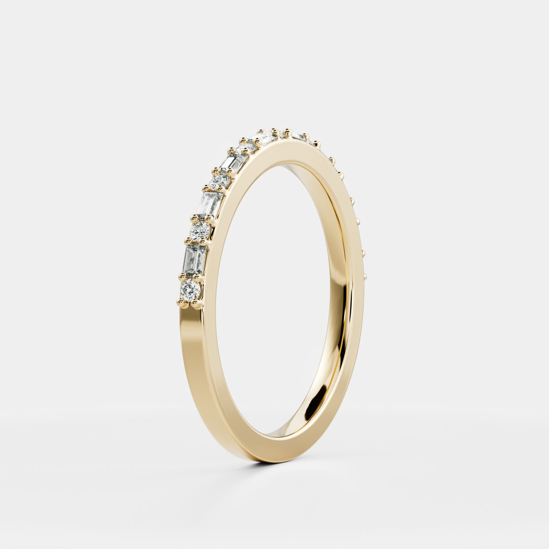 The Greta Ring - Alternating Baguette and Round Wedding Ring additional view 3