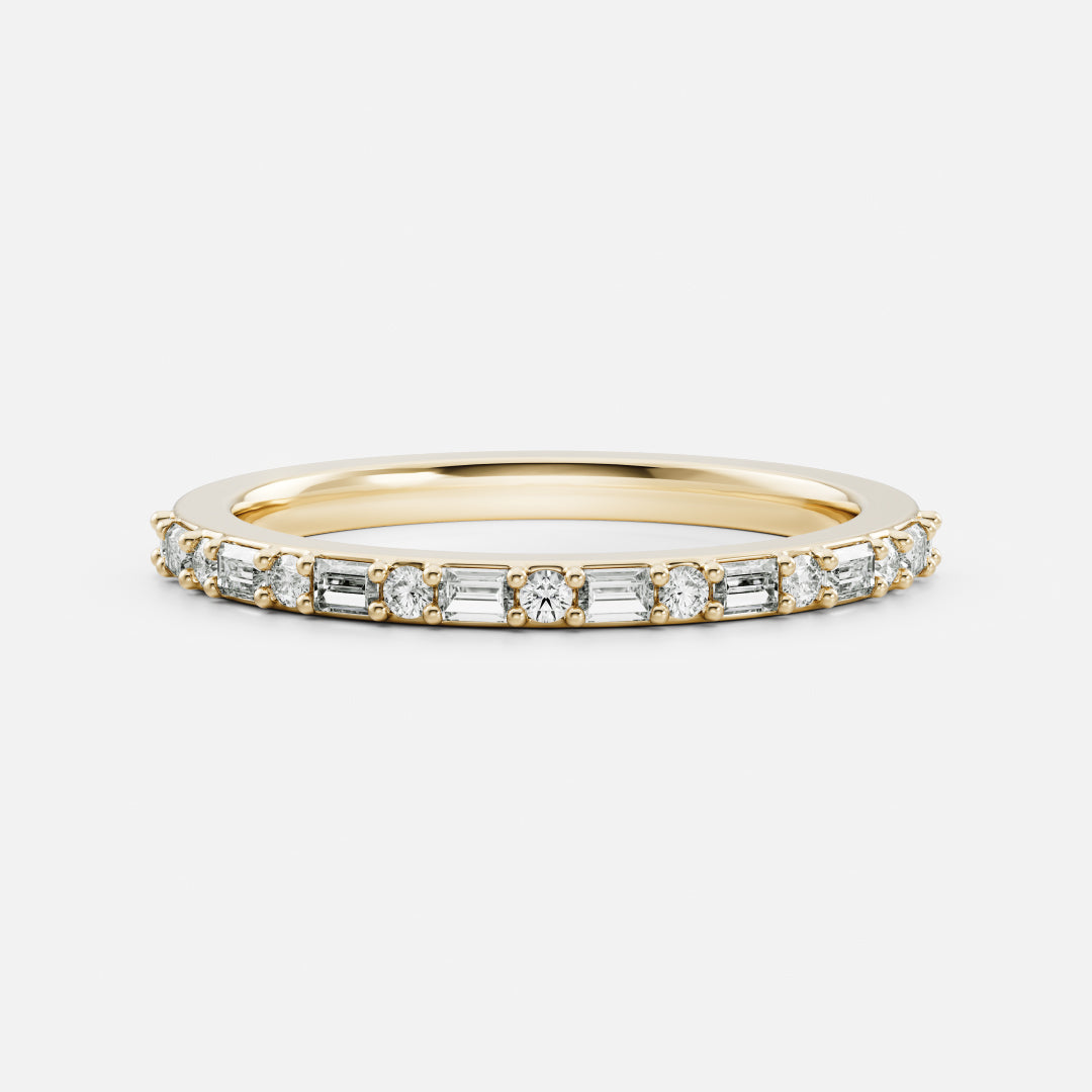 The Greta Ring - Alternating Baguette and Round Wedding Ring