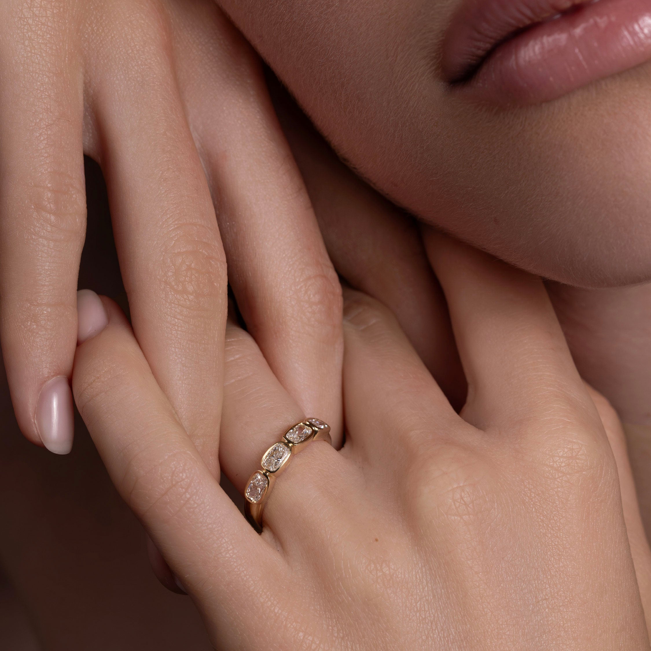 The Harper Ring - Elongated Cushion Bezel Wedding Ring additional view 1