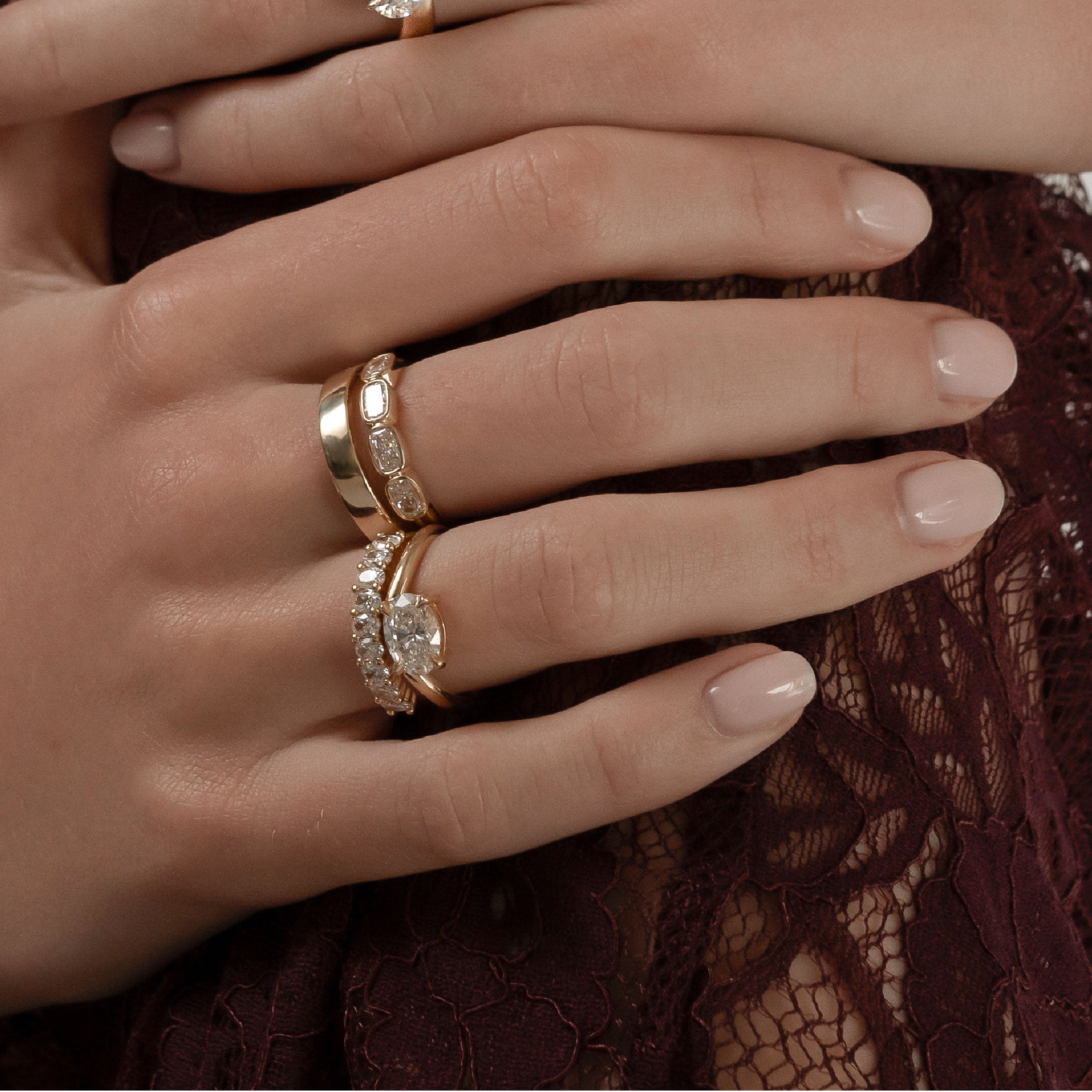 The Harper Ring - Elongated Cushion Bezel Wedding Ring additional view 2