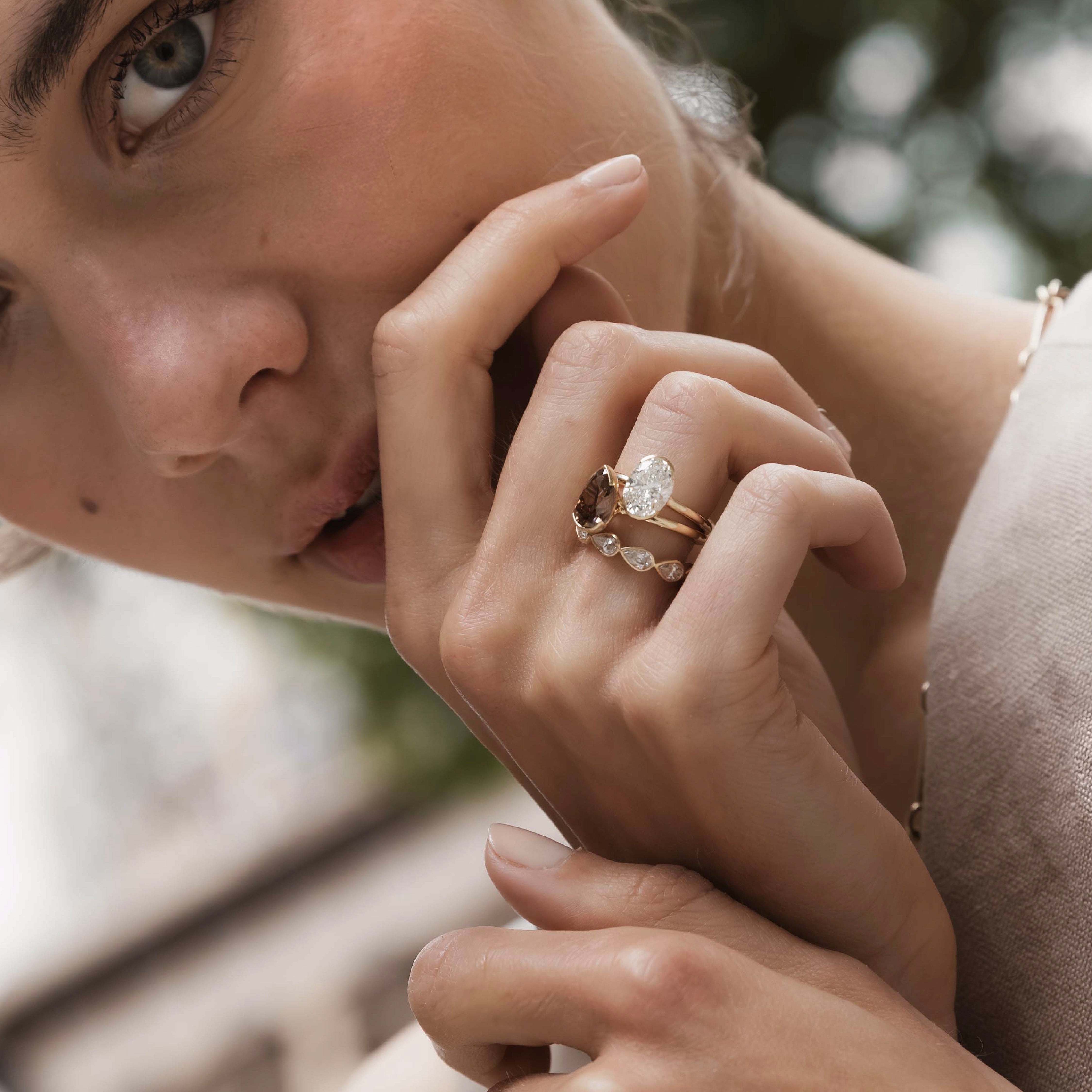 The Harper Ring - Pear Bezel Wedding Ring additional view 1