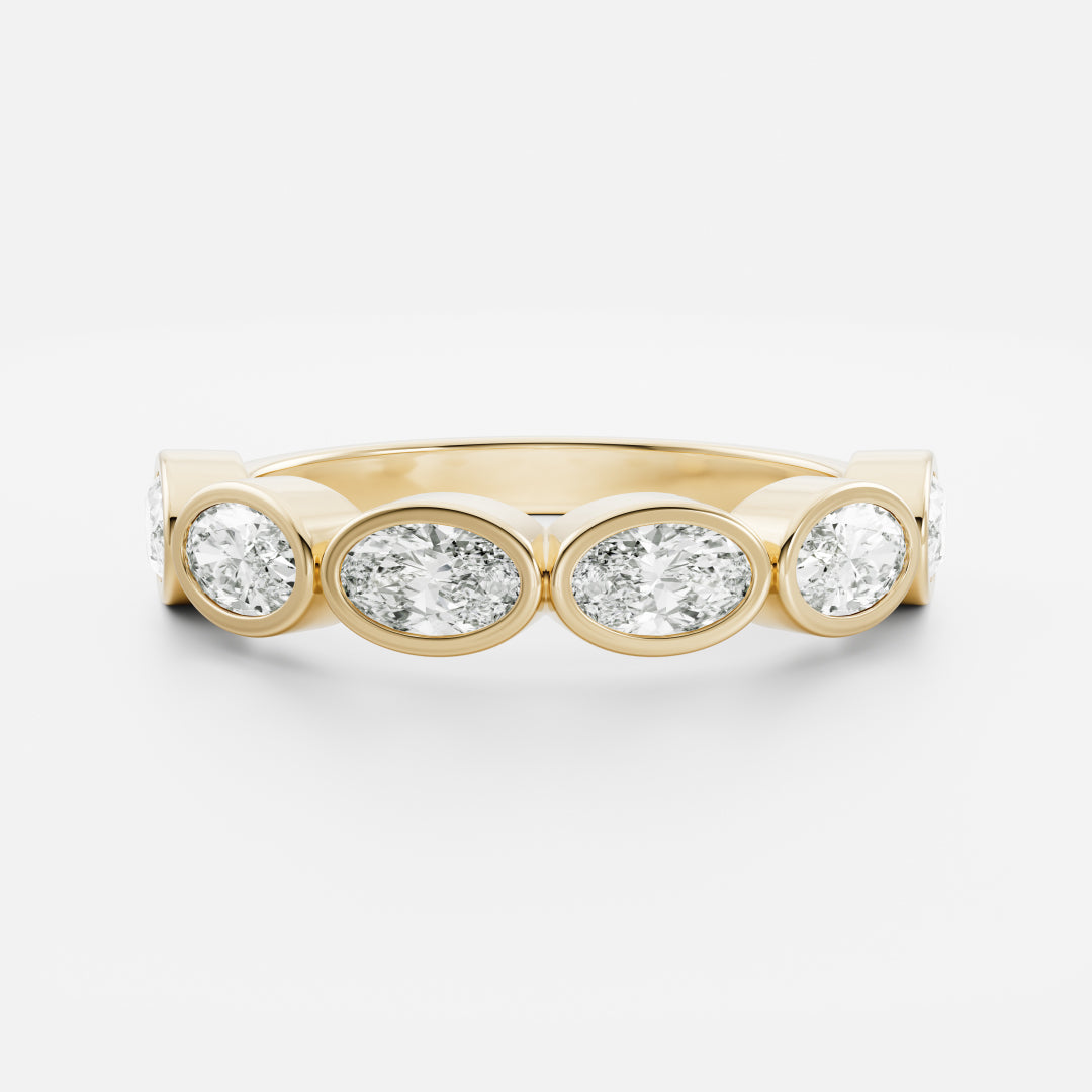 The Harper Ring - Horizontal Oval Bezel Wedding Ring