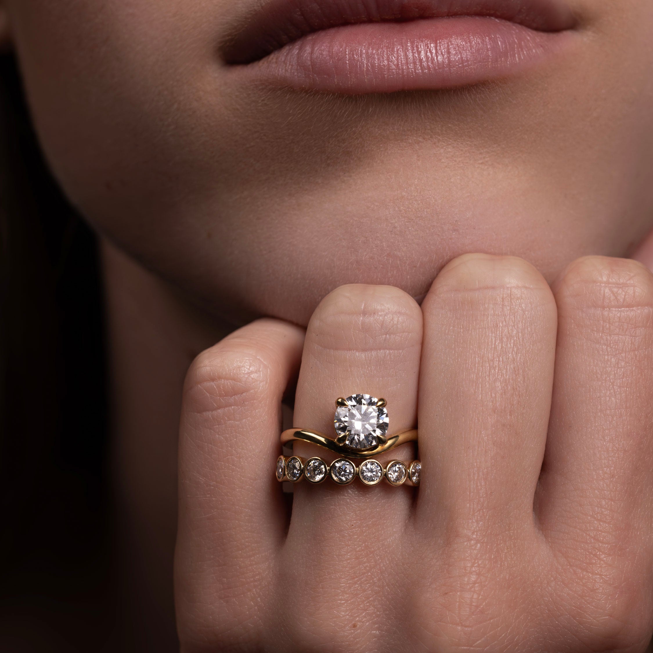The Harper Ring - Round Bezel Wedding Ring additional view 1
