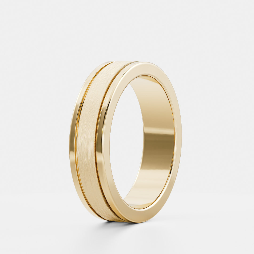 The Hugo Ring - Brushed Dual Grooved Men's Wedding Band additional view 3