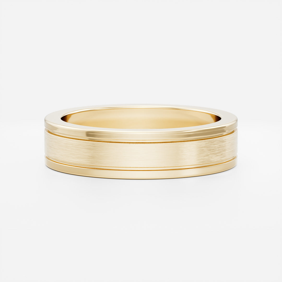 The Hugo Ring - Brushed Dual Grooved Men's Wedding Band