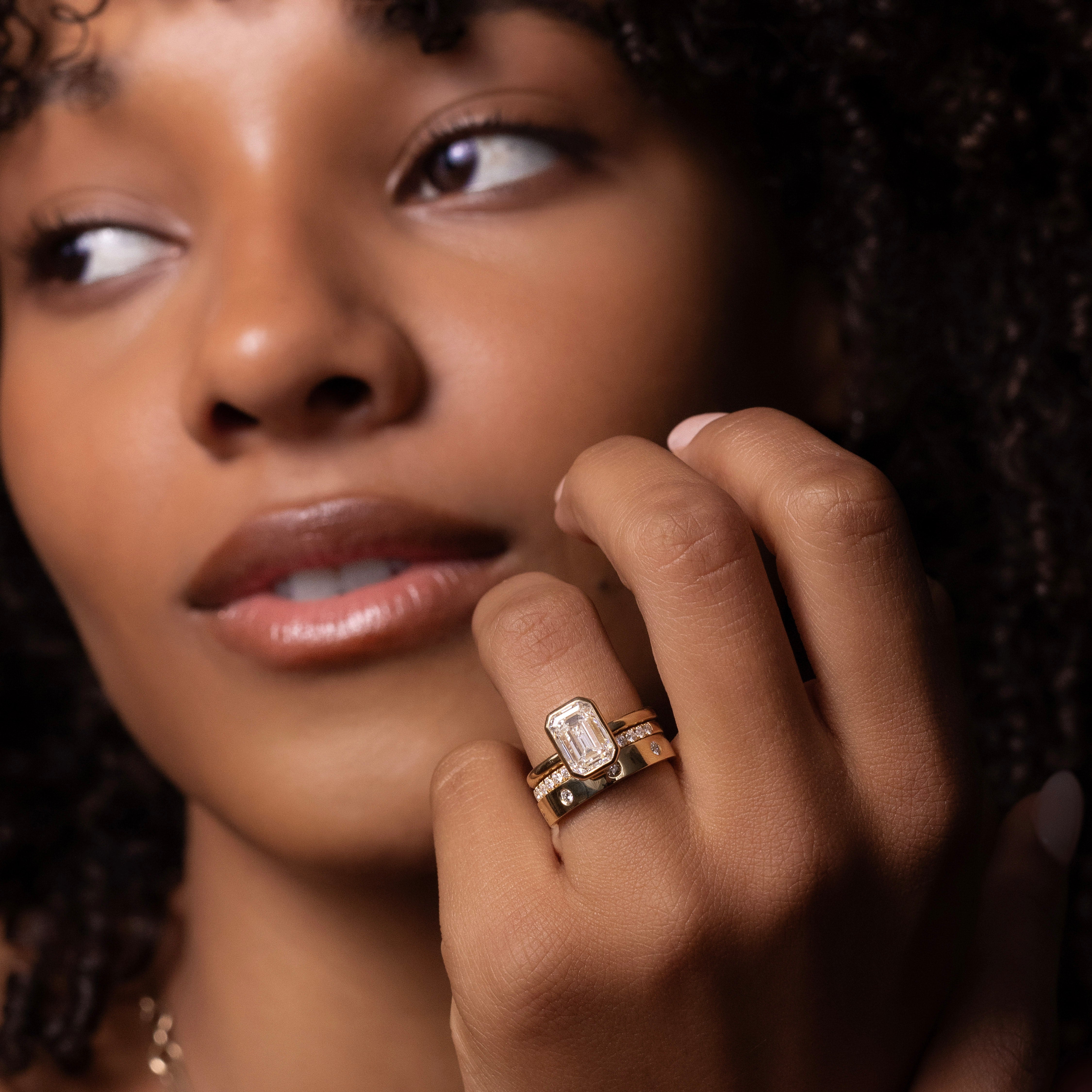 The Lira Ring - Inset Statement Wedding Ring additional view 1