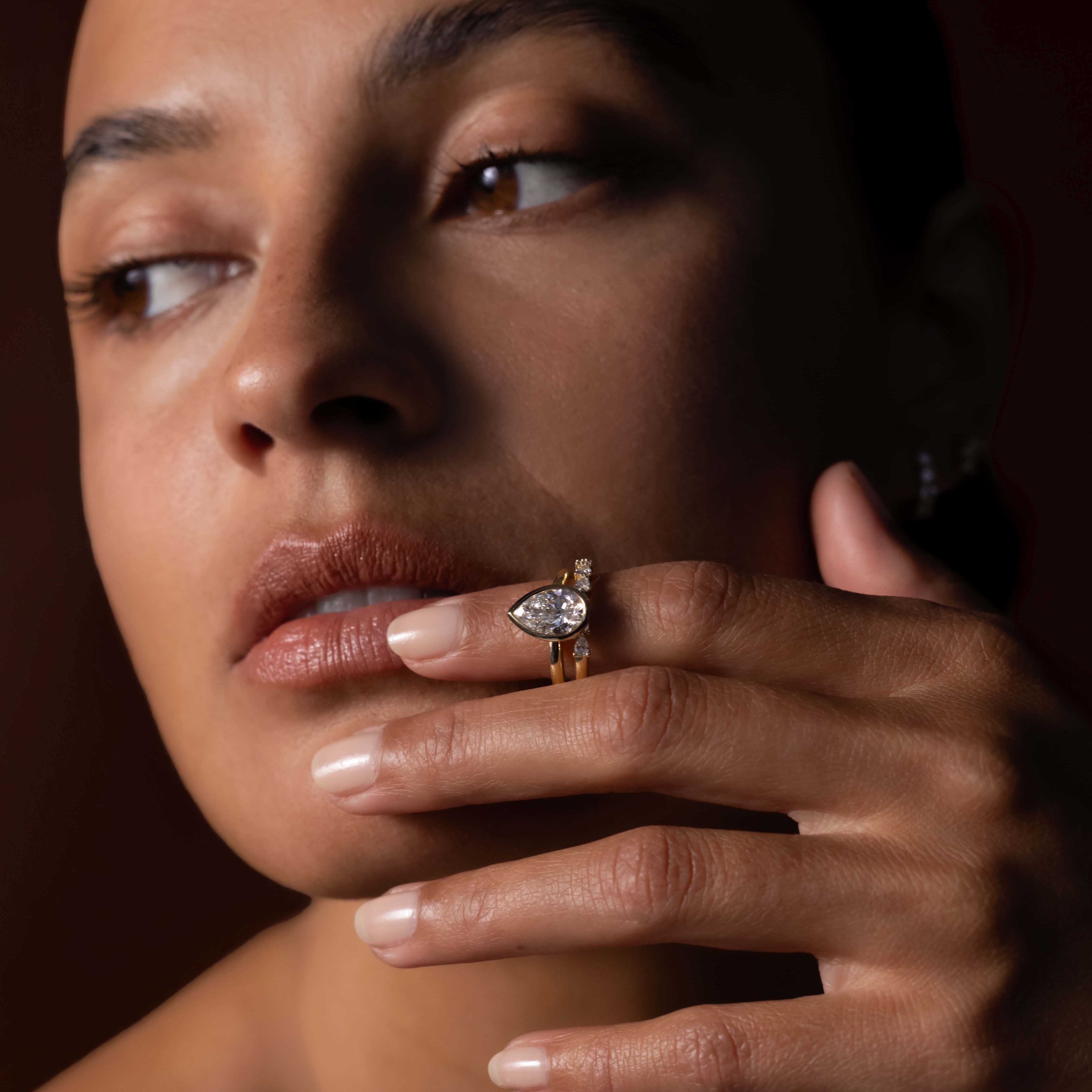 The Lucie Ring - Horizontal Pear Wedding Ring additional view 1