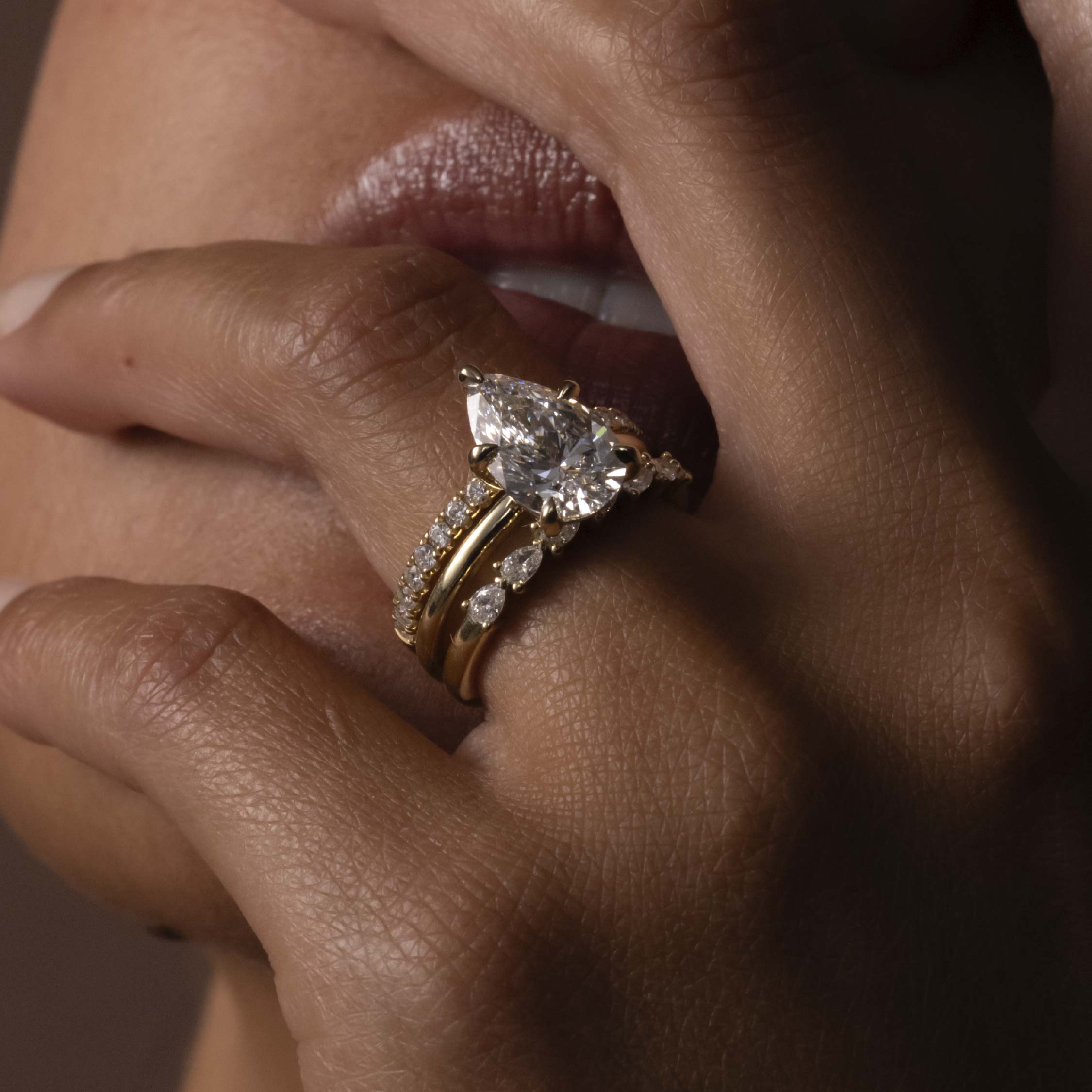 The Lucie Ring - Horizontal Pear Wedding Ring additional view 3