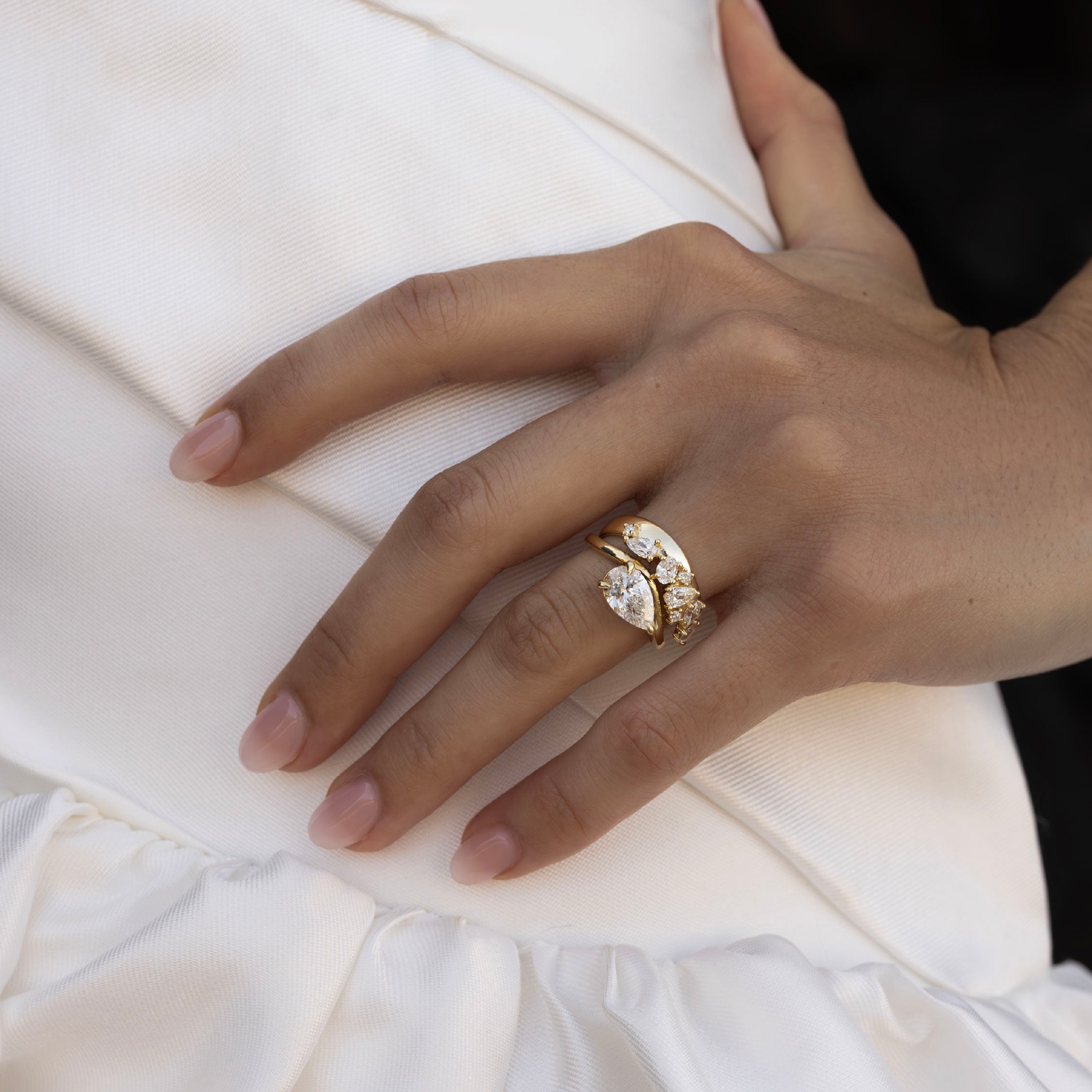 The Nalaya Ring - Scattered Pear and Round Contour Wedding Ring additional view 2