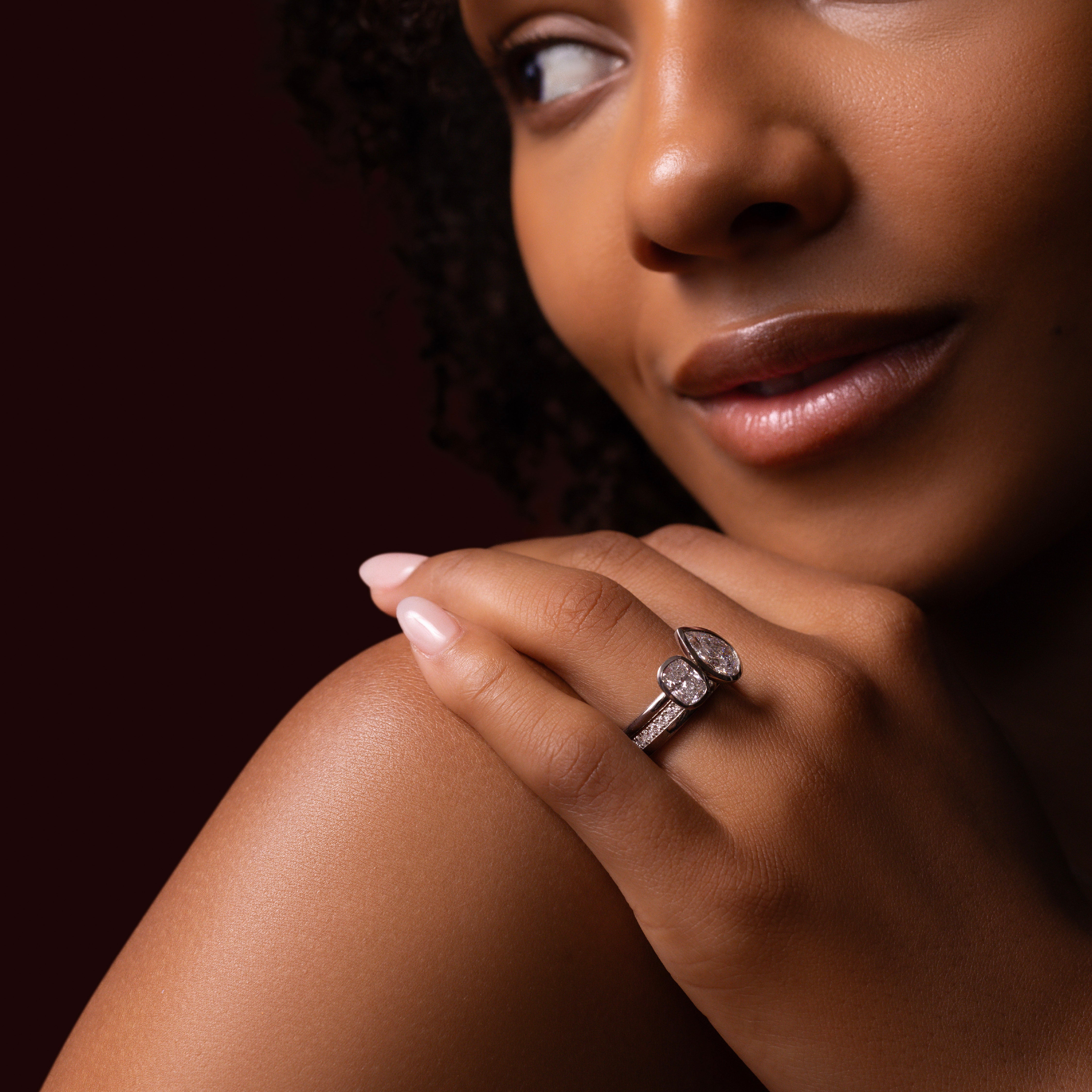 The Nara Ring - Pavé Edge Statement Wedding Ring additional view 1
