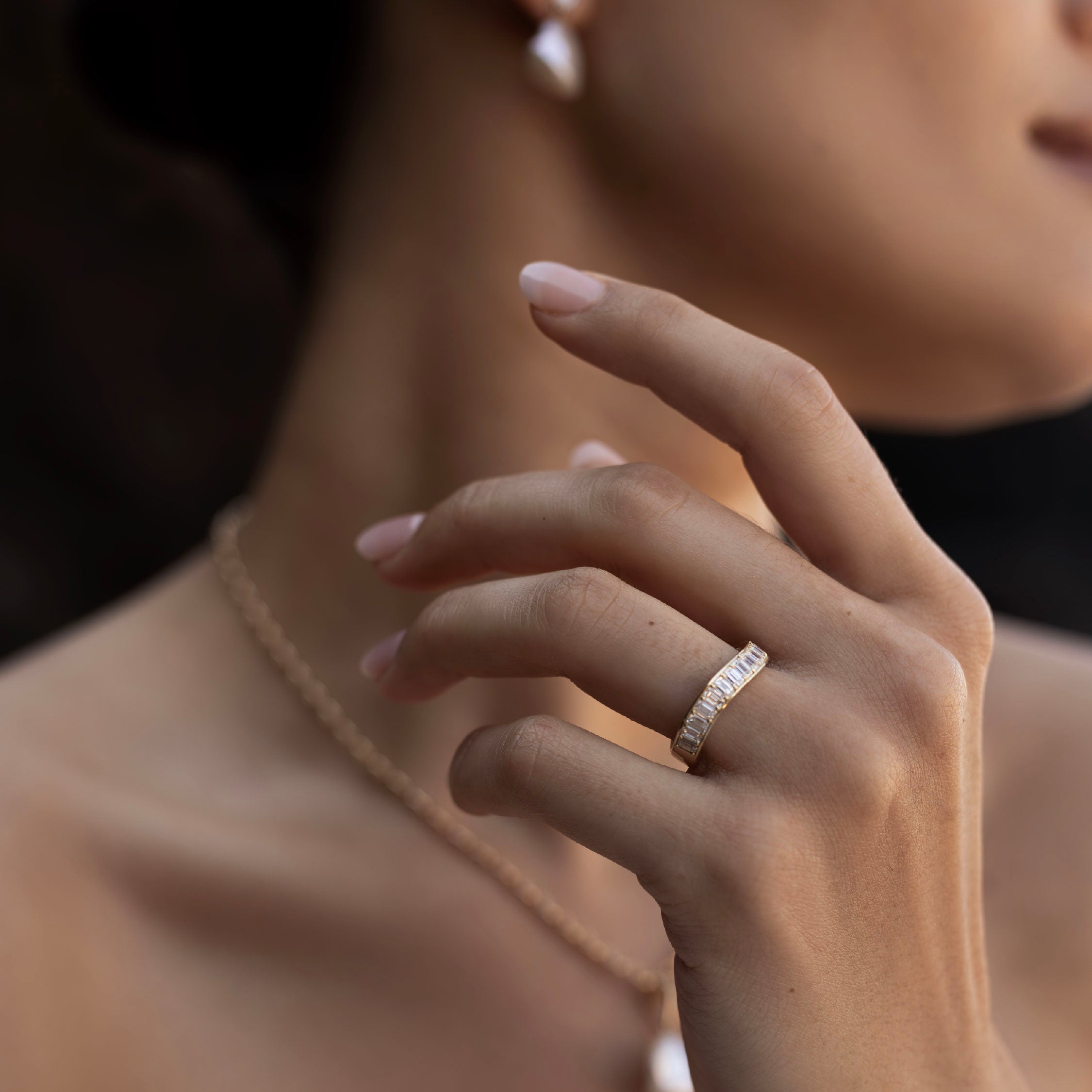 The Narelle Ring - Emerald Contour Wedding Ring additional view 3