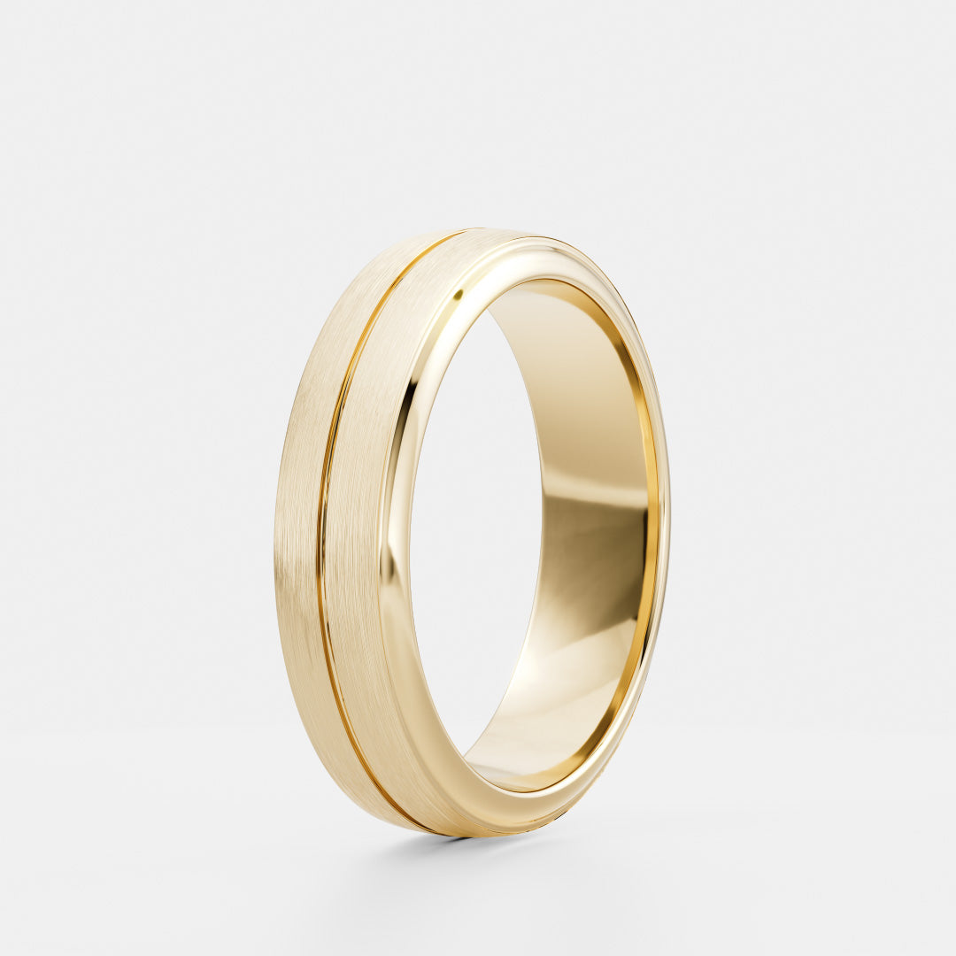 The Nikos Ring - Singular Grooved Brushed Men's Wedding Band additional view 2