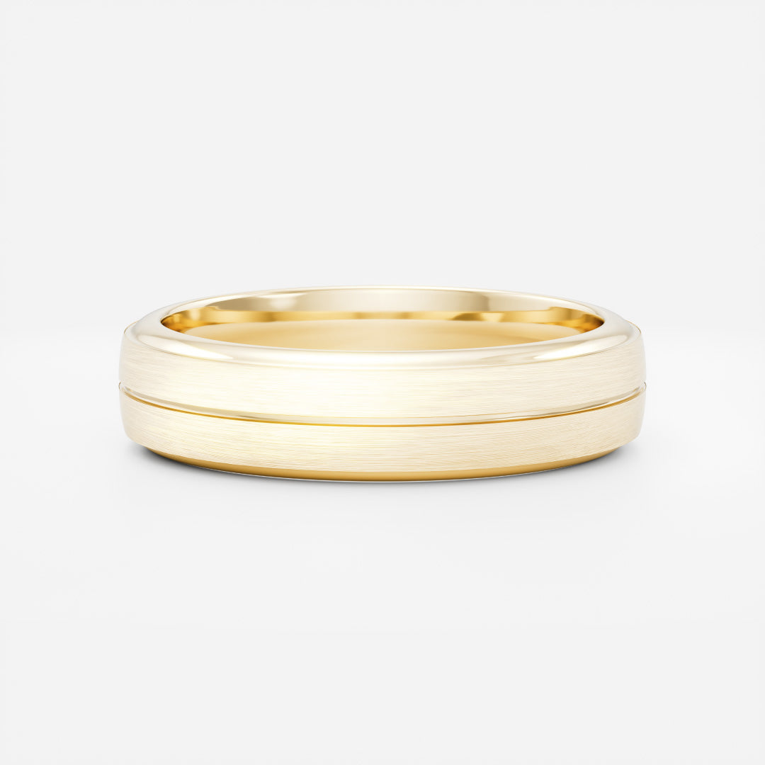 The Nikos Ring - Singular Grooved Brushed Men's Wedding Band