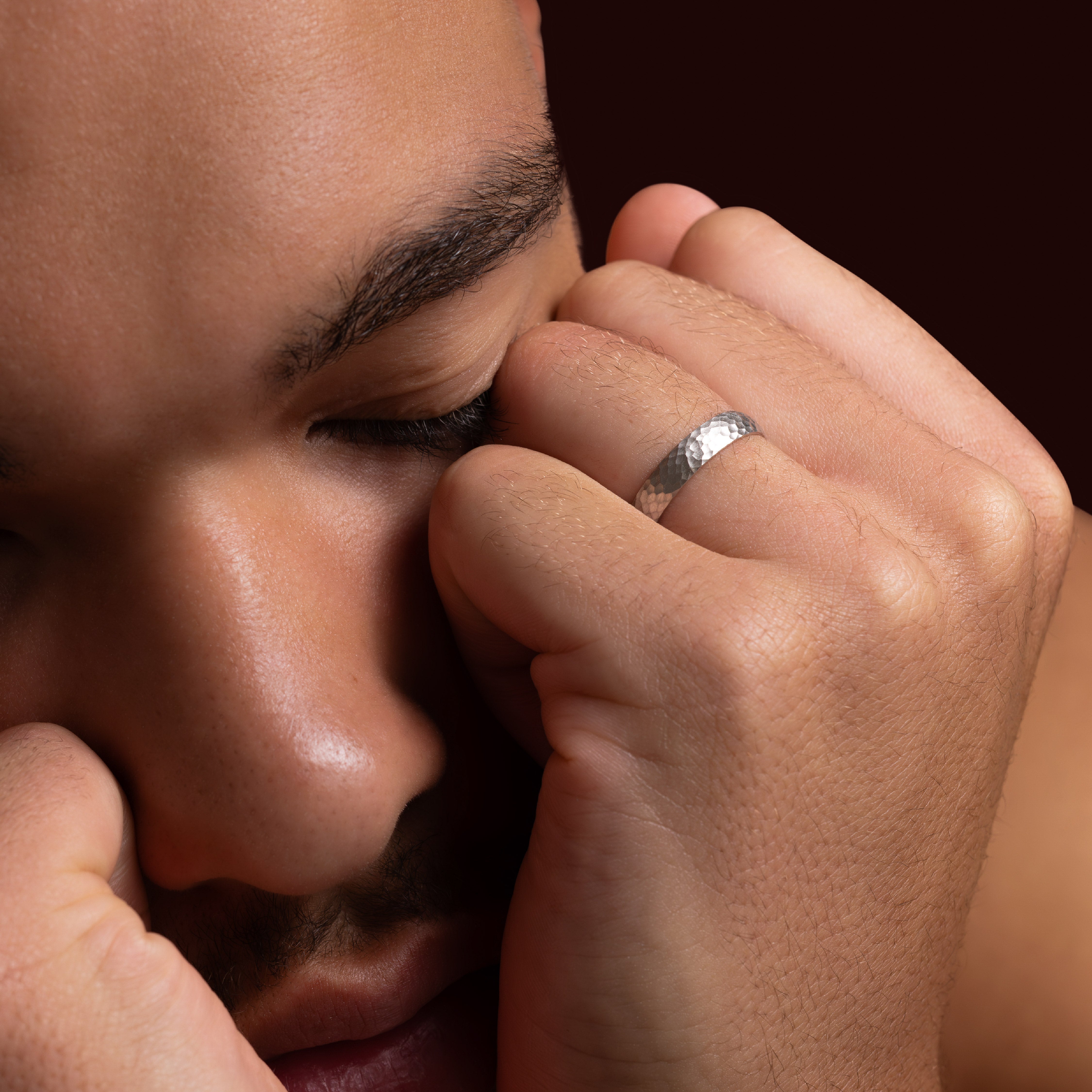 The Octavian Ring - Hammered Men's Wedding Band additional view 2