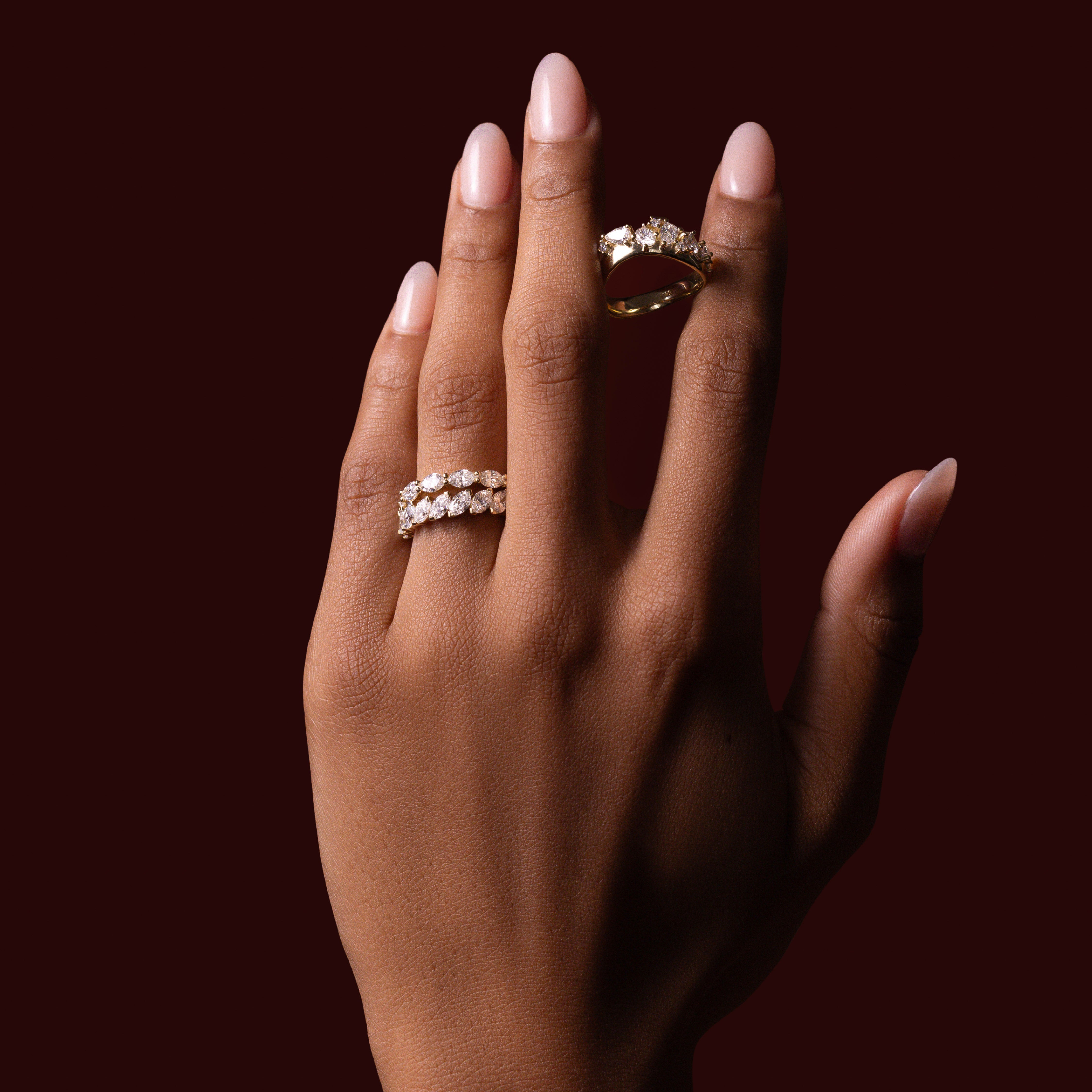 The Saphira Ring - Slanted Marquise Wedding Ring additional view 3
