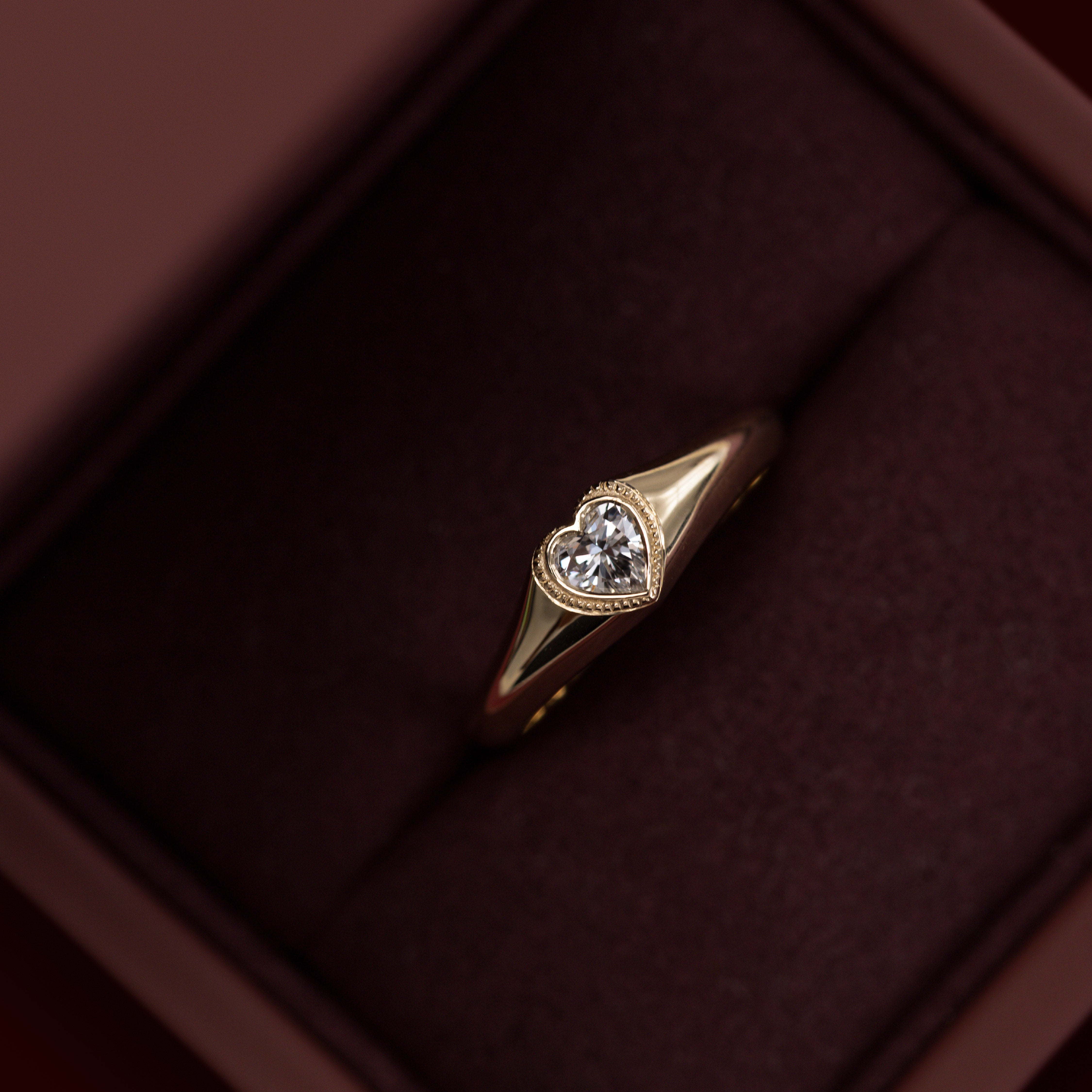The Romy Ring - Signature Heart Milgrain Signet additional view 1