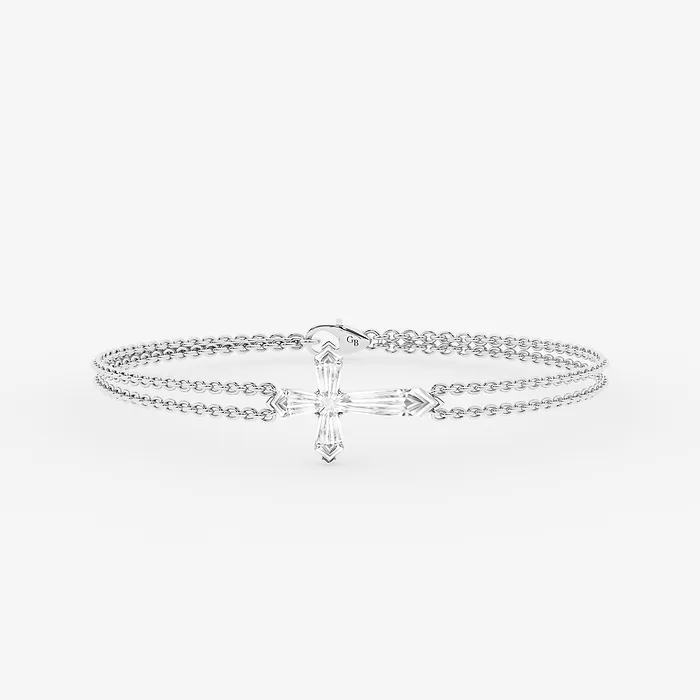 Shield Cross Double Chain Bracelet